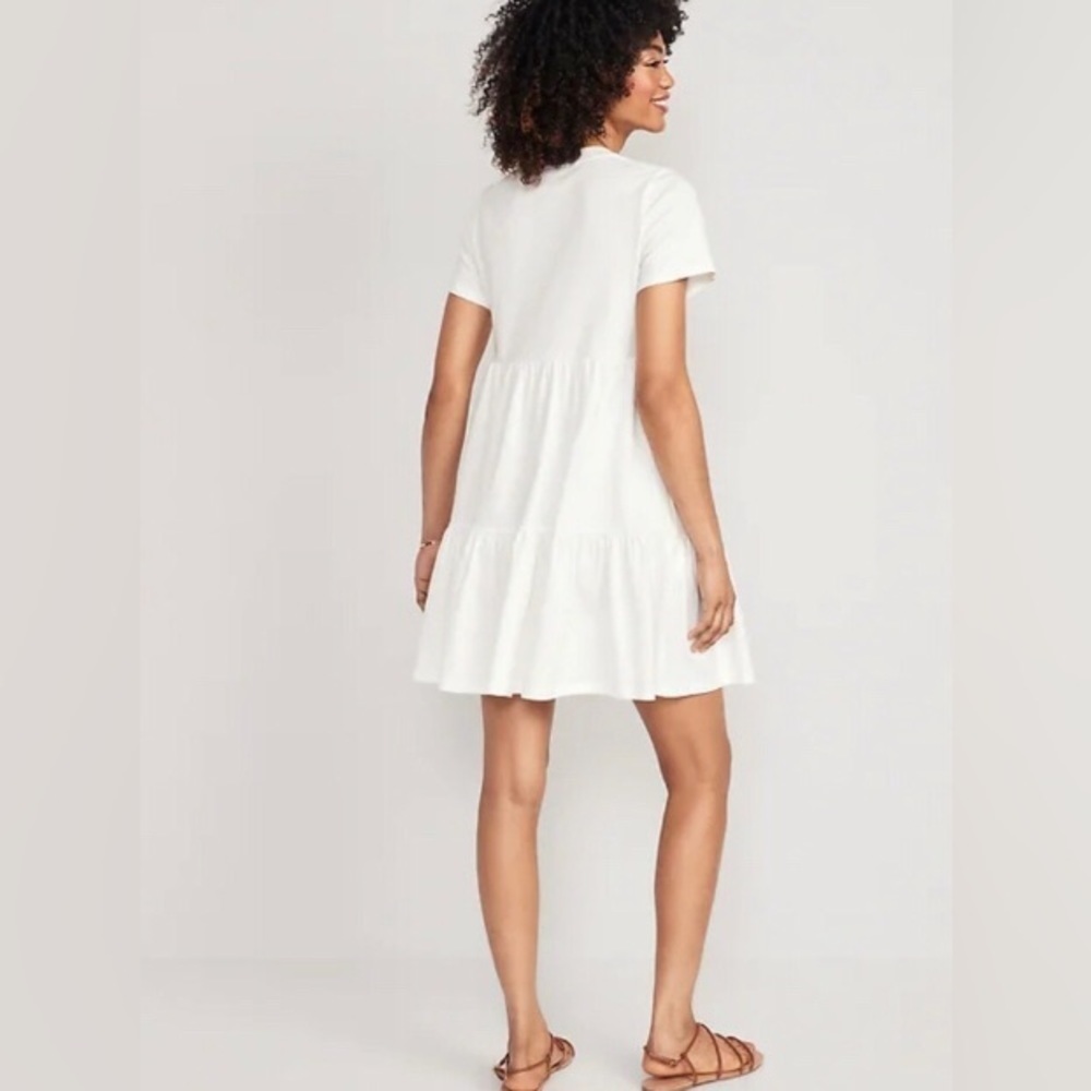 NWT! Ivory Tiered Mini Swing T-Shirt Dress for Women - Small 💜 - Picture 2 of 10